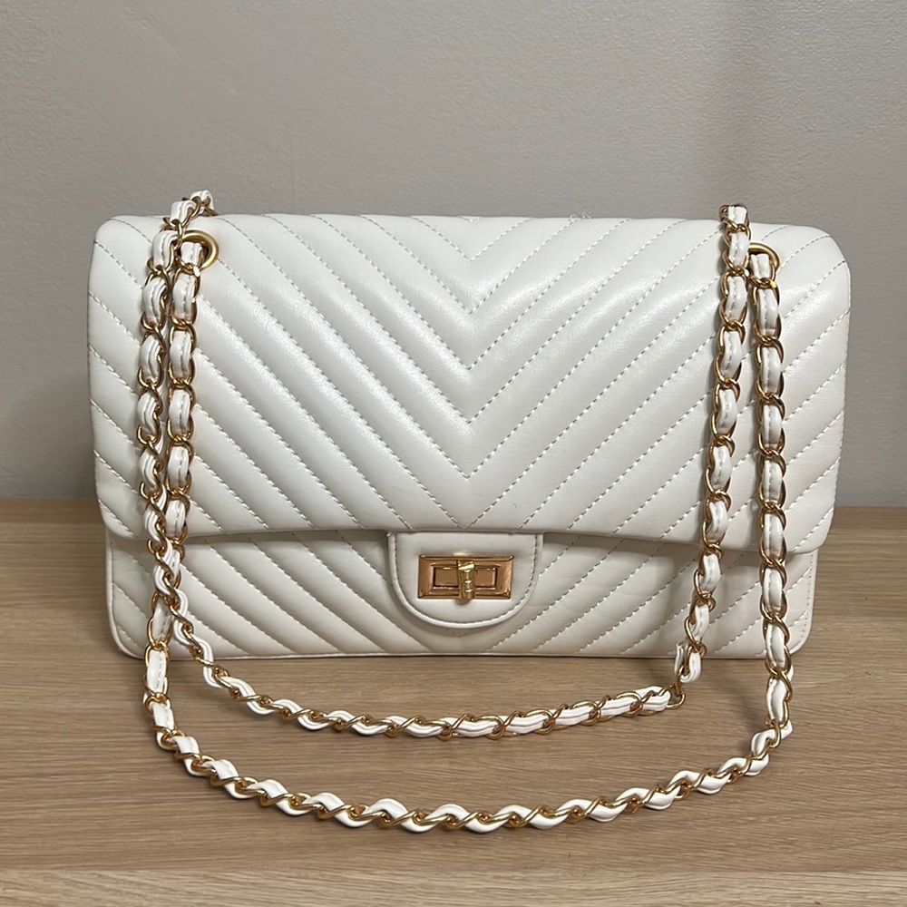 Faux Leather Quilted Shoulder Bag